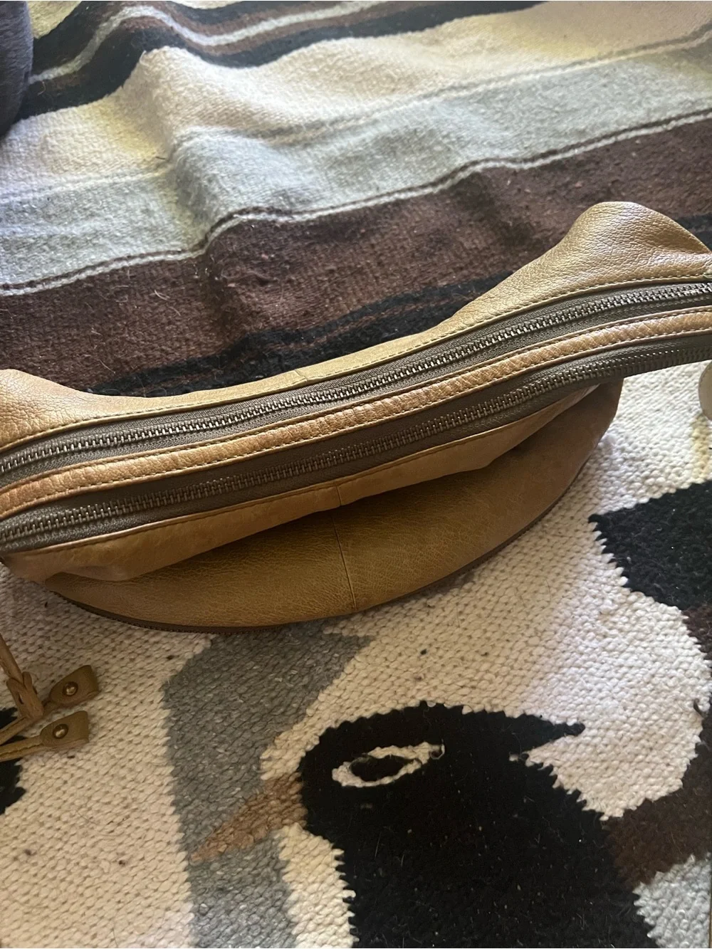 Frye Beige/Tan Leather Hobo with Brass Logo Tag